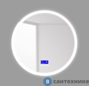 картинка Зеркало BelBagno SPC-RNG-800-LED-TCH-RAD с встроенным светильником, сенсорным выключателем, bluetooth, цифровым термометром, радио (800x30)
