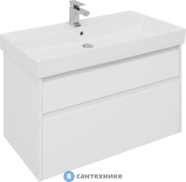 Тумба под раковину Aquanet Nova Lite 100 2 ящ. (SLIM SYNERGY) бел. глянец (249940)