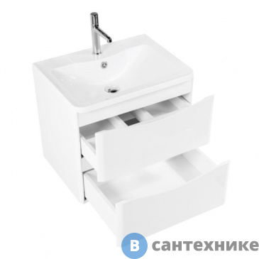 картинка Тумба под раковину BelBagno ACQUA ACQUA-600-2C-SO-BL подвесная с двумя выкатными ящиками, Bianco Lucido, 600x450x500