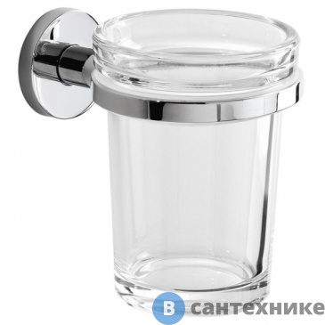 картинка Стакан Inda ONE A2410ACR03, настенный, держателя хром, стакан экстра прозрачное стекло