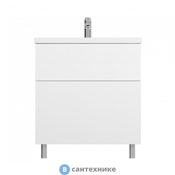 Тумба под раковину AM.PM GEM M90FSX07522WG32 напольная, 75 см, 2 ящика push-to-open, белый, глянец
