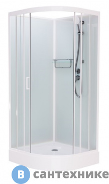 картинка Душевая кабина Frank F409 М White б/к  (без крыши) низкий поддон матовое стекло