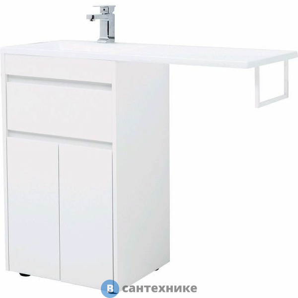 Тумба с раковиной Aquanet Токио 110 L белый (напольная, 1 ящик, 2 дверцы) (239204)
