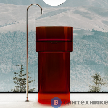 картинка Раковина ABBER Kristall AT2701Rubin-H красная отдельностоящая прозрачная