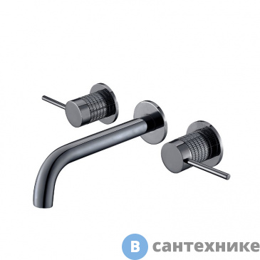 картинка Смеситель Vincea Groove VBFW-4G1GM для раковины, встраиваемый, вороненая сталь