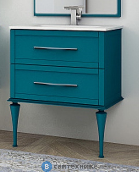 Тумба под раковину Cezares TIFFANY 54950 подвесная с двумя выдвижными ящиками, Blu Petrolio, 74x46x55