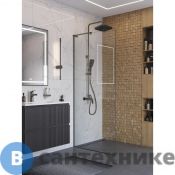 Душевая перегородка BelBagno UNO-L-1-TB-90-C-GM универсальная с односторонним входом, стекло прозрачное, профиль Оружейная сталь, 900x2000 мм