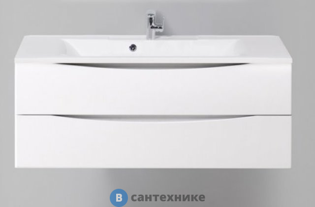 Тумба под раковину BelBagno 120 см MARINO-1200-2C-SO-BL-P подвесная с двумя выкатными ящиками Bianco Lucido