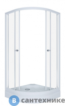 картинка Душевое ограждение Тритон Ультра 80*80 А 1/4 круга, низк. подд., Белый, прозр. без доборного (DK245)