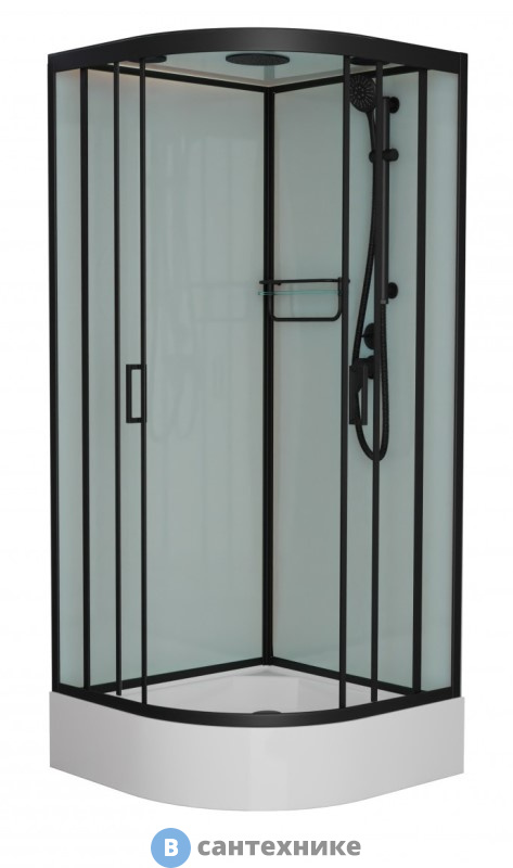 Душевая кабина Frank F409/1 М Black средний поддон матовое стекло
