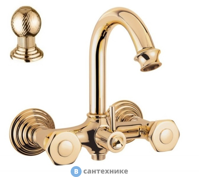 Смеситель Cezares APHRODITE-V-03/24-M для ванны и душа, золото, ручки Шар