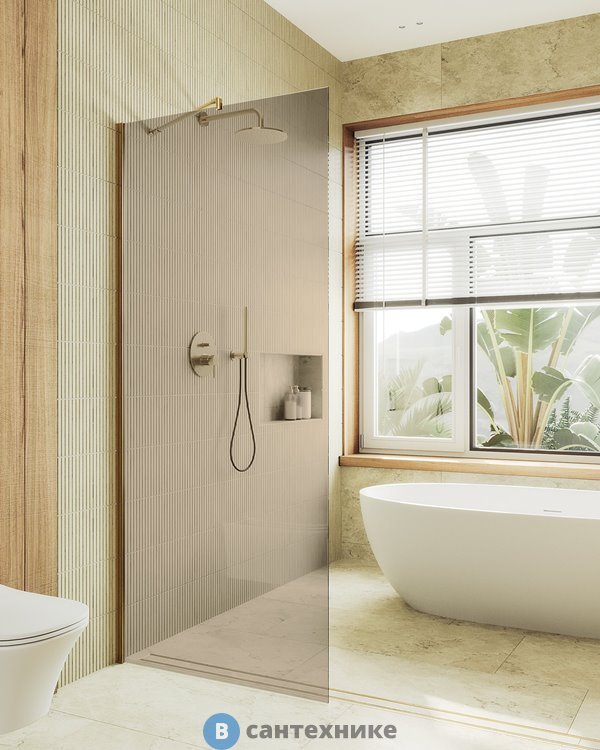 Душевая перегородка в профиле MaybahGlass 1950*690 Стекло 8 мм Бронза (MGD-702-3ш)