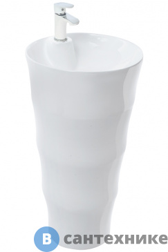 картинка Раковина WELTWASSER LEERBACH 4242 GL-WT (SALZBACH 007S GL-WT) напольная белая глянец 420х420х830