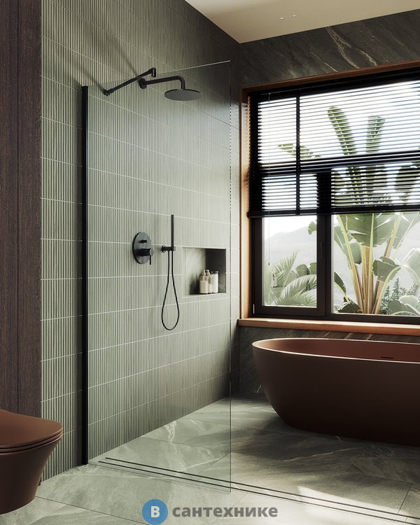 Душевая перегородка в профиле MaybahGlass 1950*890 стекло 8 мм бесцветное (MGD-689-6ш)