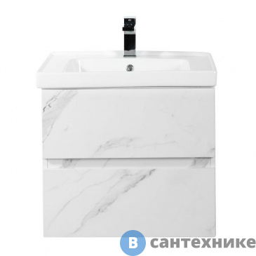 картинка Тумба под раковину Art & MAX TECHNO AM-Techno-600-2C-SO-MR960 подвесная с двумя выкатными ящиками, монти мрамор