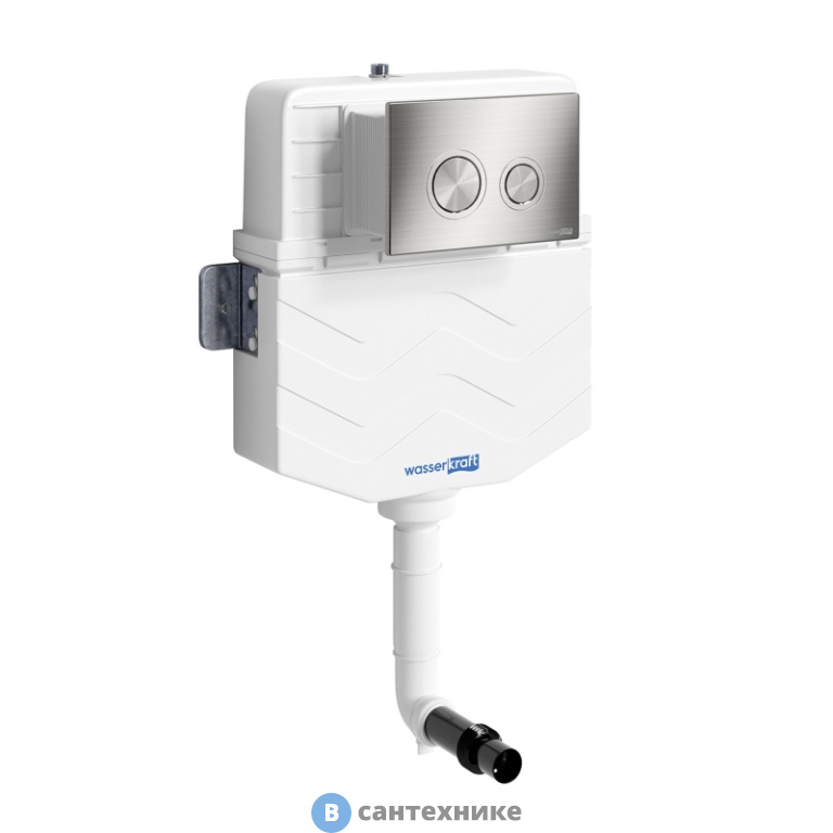 Встраиваемый смывной бачок WasserKRAFT Aller 10TLT.031.ME.BN01, кнопка смыва (никель)