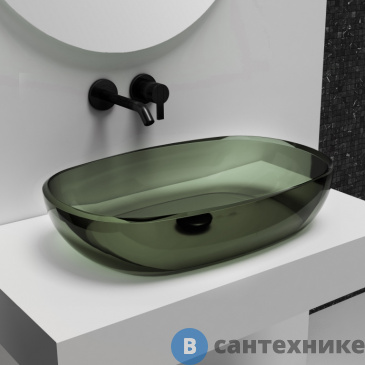 картинка Раковина ABBER Kristall AT2805Vesuvian накладная прозрачная оливковая