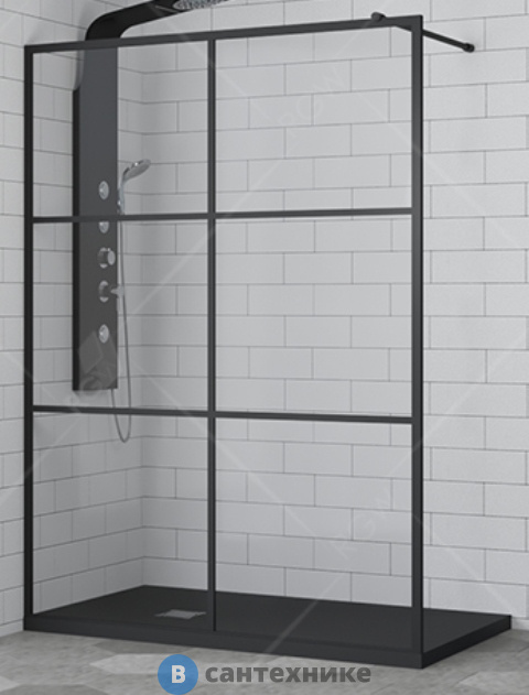 Душевая перегородка RGW WA-011-B 120*200 чёрный/прозрачное(принт)/8 мм (35101112-84)