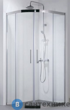 картинка Душевая шторка Aquanet NPE2142 DELTA (900х900х2000) нержавеющая сталь стекло прозр 8 мм (R550) (202312)