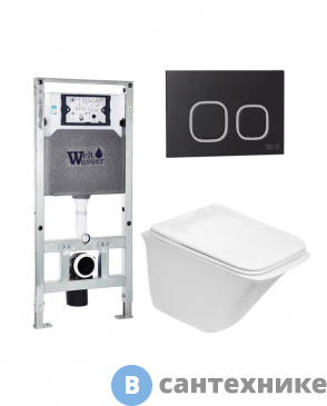 картинка Унитаз с инсталляцией WELTWASSER и кнопкой смыва (AMBERG 506 ST + ROTBACH 004 GL-WT + AMBERG RD-BL)