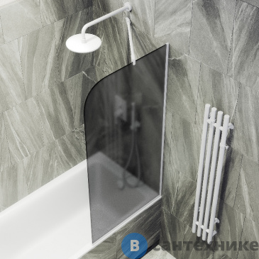 картинка Шторка для ванны в профиле MaybahGlass 1400*500 Стекло 8 мм Графит матовый (MGV-85-1у)