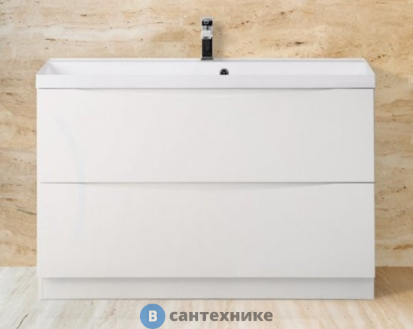 Тумба под раковину BelBagno 90 см MARINO-900-2C-PIA-BL-P напольная с двумя выкатными ящиками Bianco Lucido