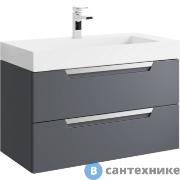 картинка Тумба под раковину Aqwella CUBE 90 CUB0109GR (подвесная, серый матовый)