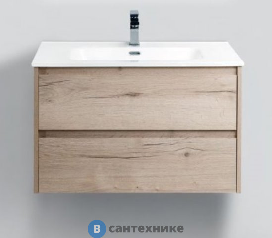 Тумба под раковину BelBagno 81 см KRAFT-800-2C-SO-RGB подвесная с двумя выкатными ящиками, Rovere Galifax Bianco