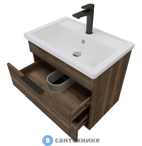 Тумба под раковину Grossman ФОРТА-70 см подвесная, с 2-я ящ. темный дуб (под ум.Фостер-70)
