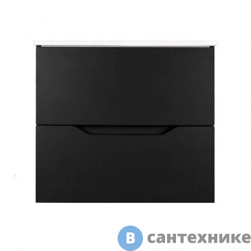 картинка Тумба Orange Li-60Tub+Ra подвесная Line 60 чёрная с раковиной, чёрный матовый, 62х53х47 см