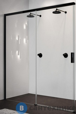 картинка Дверь для душа NOVELLINI OPERA 1190-1210х2000 мм, раздвижная, левая, без боковой стенки, профиль чёрный матовый, стекло прозрачное (OPEPH119S-1H)