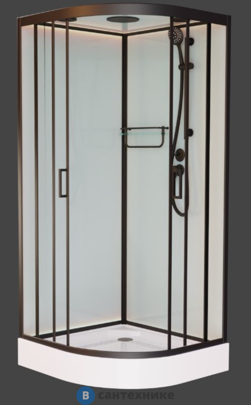 Душевая кабина Frank F408 М Black низкий поддон матовое стекло