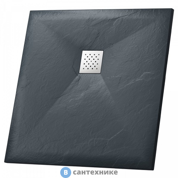 Душевой поддон Grossman GR-S2100100Q (100*100*2,5) Strong из искусственного камня квадратный графит, без сифона