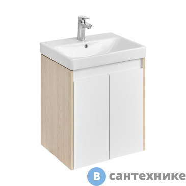 картинка Тумба под раковину Акватон Сканди Doors 70 Белый глянец/Дуб Верона (1A278901SDB20)