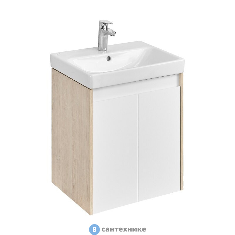 Тумба под раковину Акватон Сканди Doors 70 Белый глянец/Дуб Верона (1A278901SDB20)