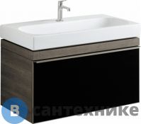 Тумба под раковину Keramag CITTERIO 835191000 стекл. панель черного цвета /88,4x55,4x50,4/ (темный дуб)