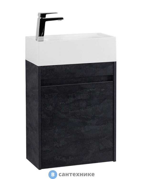Тумба под раковину Art & MAX FAMILY-M Family-M-400-1D-SO-HC подвесная с одной распашной дверцей, Hard Coal, 400x220x500