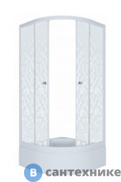 картинка Душевой уголок Тритон Стандарт 100*100 В 1/4 круга, сред. подд., Аква, Мозаика, Белый (DK61_2)