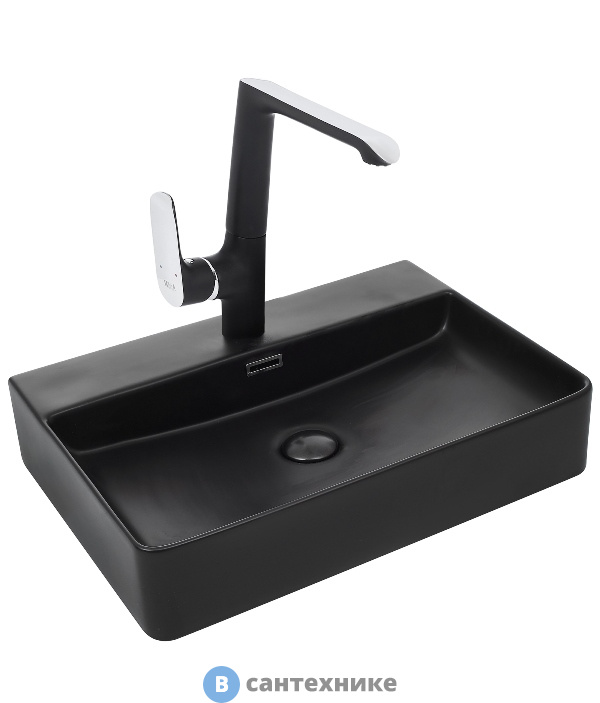 Раковина WELTWASSER ELBACH 2173 MB накладная (матовая чёрная) /600х420х120/