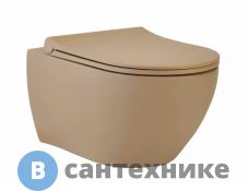 Унитаз подвесной beWash Bogen безободковый с функцией биде с сиденьем микролифт латте (бежевый) /88303673 + EVB6385/