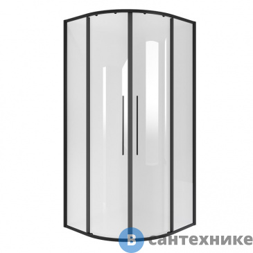 картинка Душевое ограждение Niagara NG-6826-34 BLACK (90*90*195) полукруг, раздвижная, черный матов, стекло прозрач, без поддона