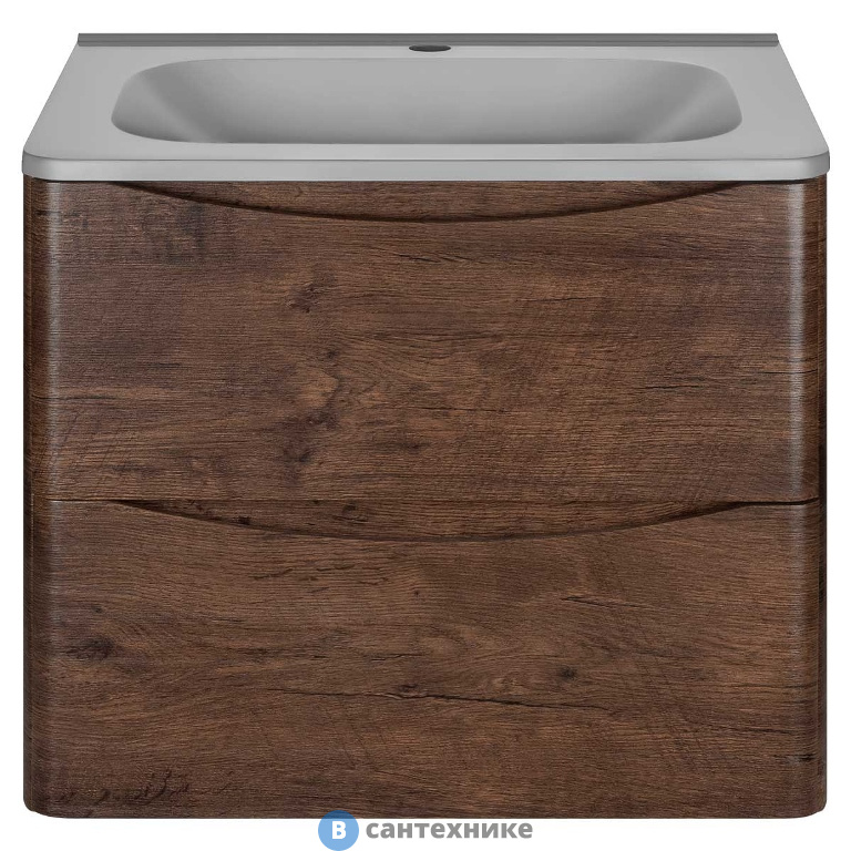 Тумба под раковину Vincea Paola 600 подвесная, 2 выкатных ящика soft close, R.Wood (VMC-2P600RW)