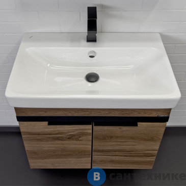 картинка Тумба Comforty Соло-70 дуб тёмно-коричнвый с раковиной Адриана 70