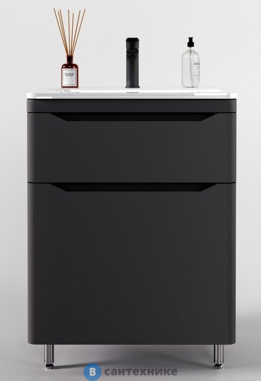 Тумба под раковину Style line напольная Марелла 70 (2 ящ.) Люкс антискрейтч серый, PLUS (2000949237596)