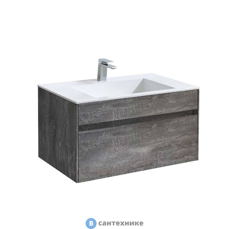 Тумба под раковину Vincea Chiara 800 подвесная, 1 выкатной ящик soft-close, G.Stone (VMC-2C800GS)