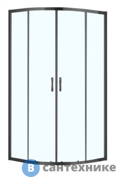 картинка Душевое ограждение AZARIO MILTON 1000*1000*2000, без поддона, полукругл., стекло 6 мм, Easy clean, профиль чёрный (AZ-ND2142 1000 Black)