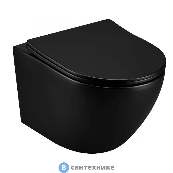 Унитаз подвесной Art & MAX OVALE AM011CHR-MB безободкового, чёрный матовый