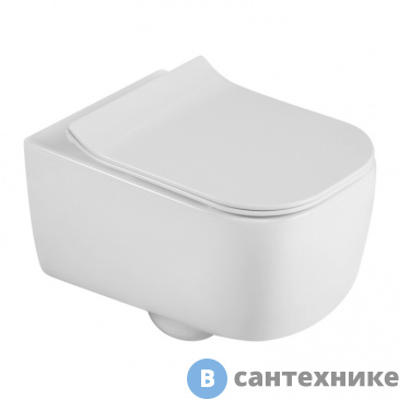 картинка Унитаз подвесной Black&White W-730 Rimless / UF seat cover / Fixing screw 510x350x260 (365)