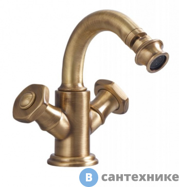 картинка Смеситель Cezares APHRODITE-BS2-02-S1 для биде с донным клапаном, бронза, ручки Бронза