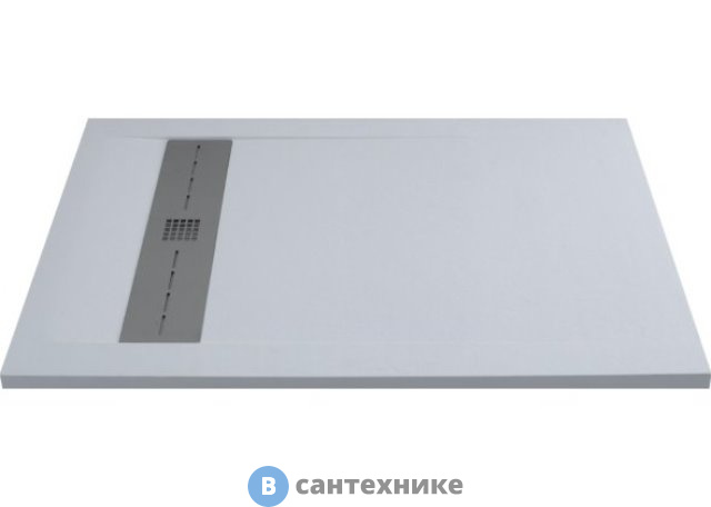 Душевой поддон Aquanet Delight 900х900х30мм, крышка из нерж, без сифона, белый камень (255441)